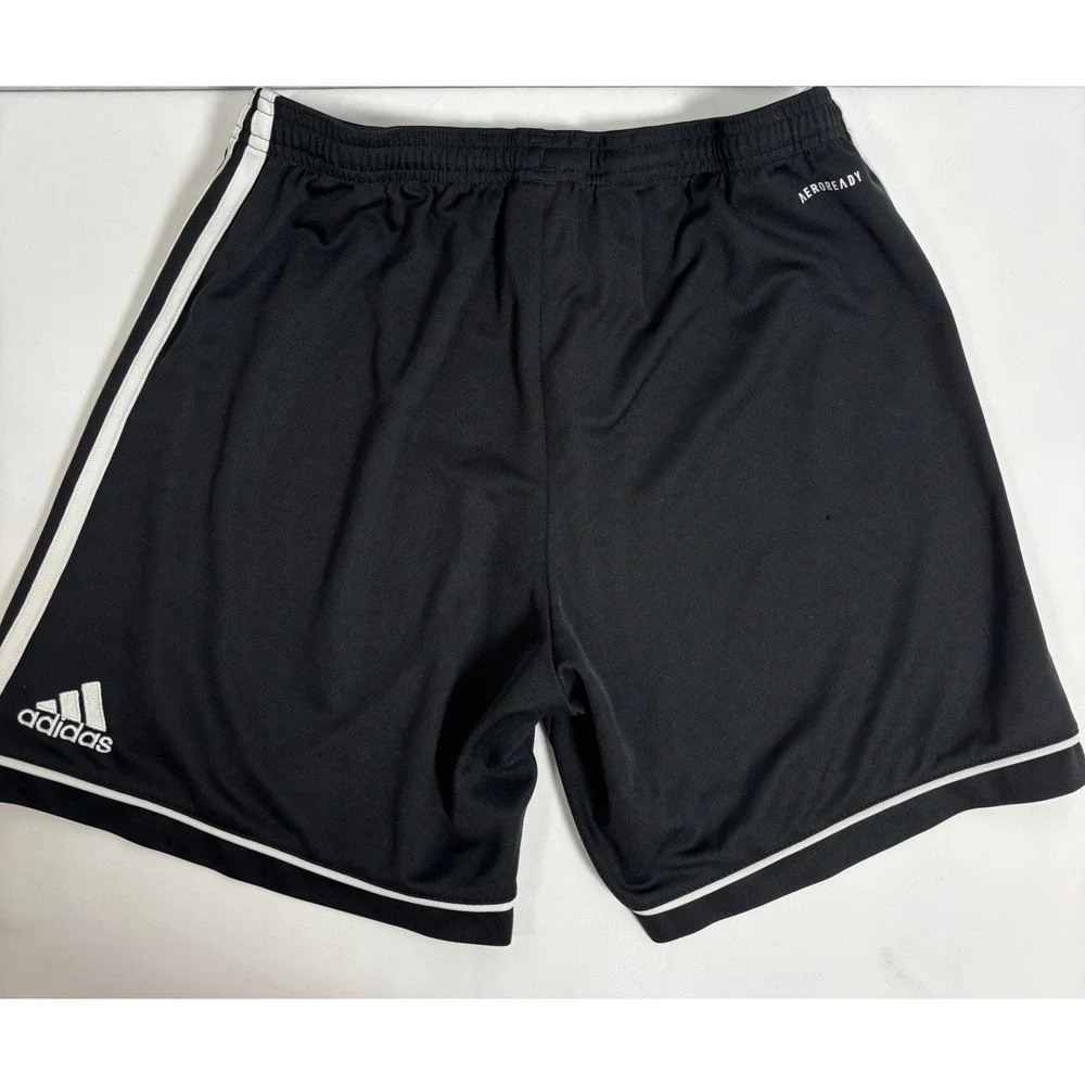 Adidas Soccer Shorts Mens Medium Black Polyester Aeroready 3-Stripe Athletic Gym